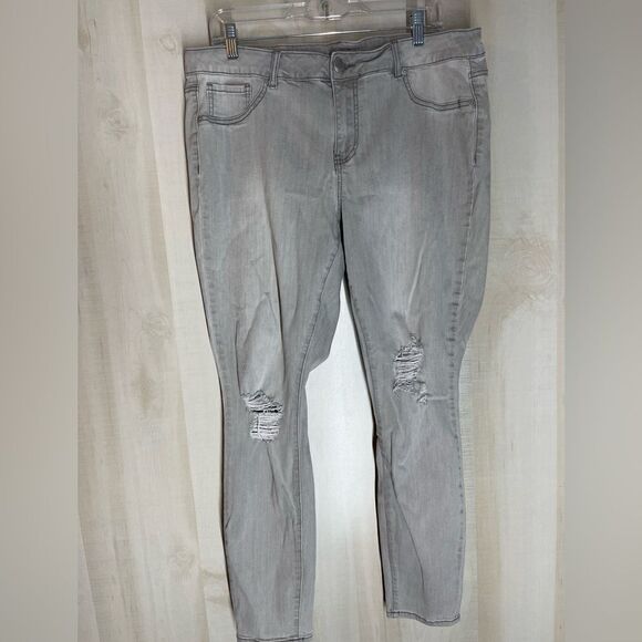 Lane Bryant Denim - Lane‎ Bryant gray distressed skinny jeans, size 18